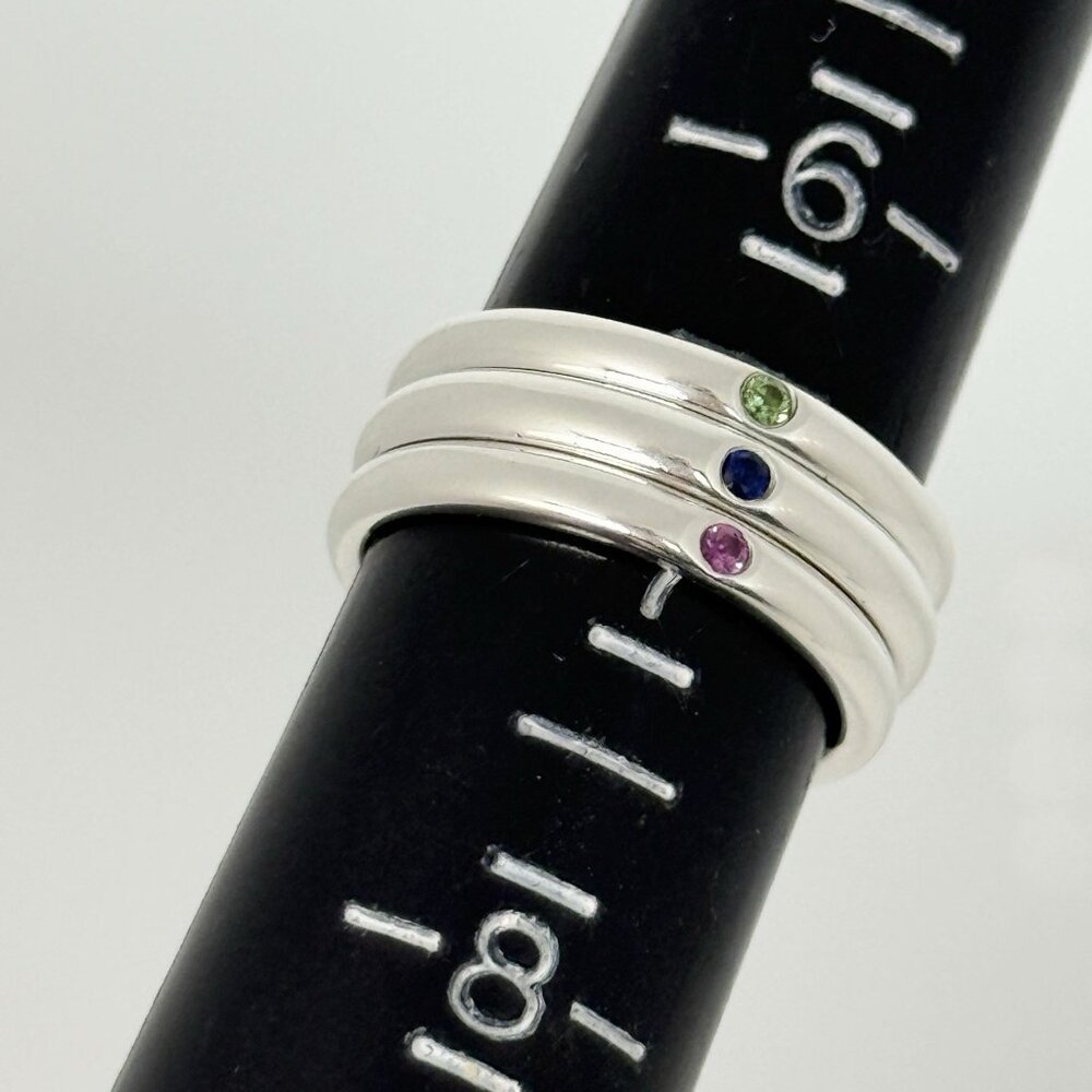 Size 7 Tiffany & Co Ruby Sapphire Emerald Stacking Triple Ring by Elsa Peretti - Picture 7 of 7